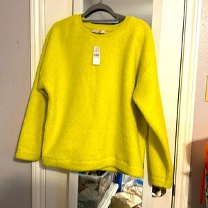 NWT Loft Fluffy fleece bright yellow sweatshirt